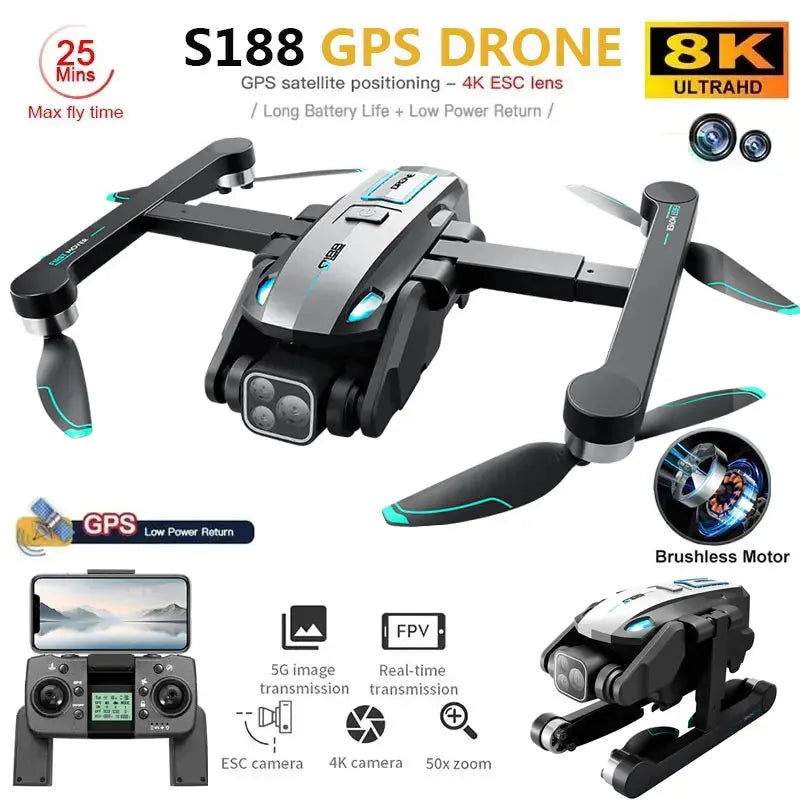 Dron S188 GPS 8K z kamerą 5G